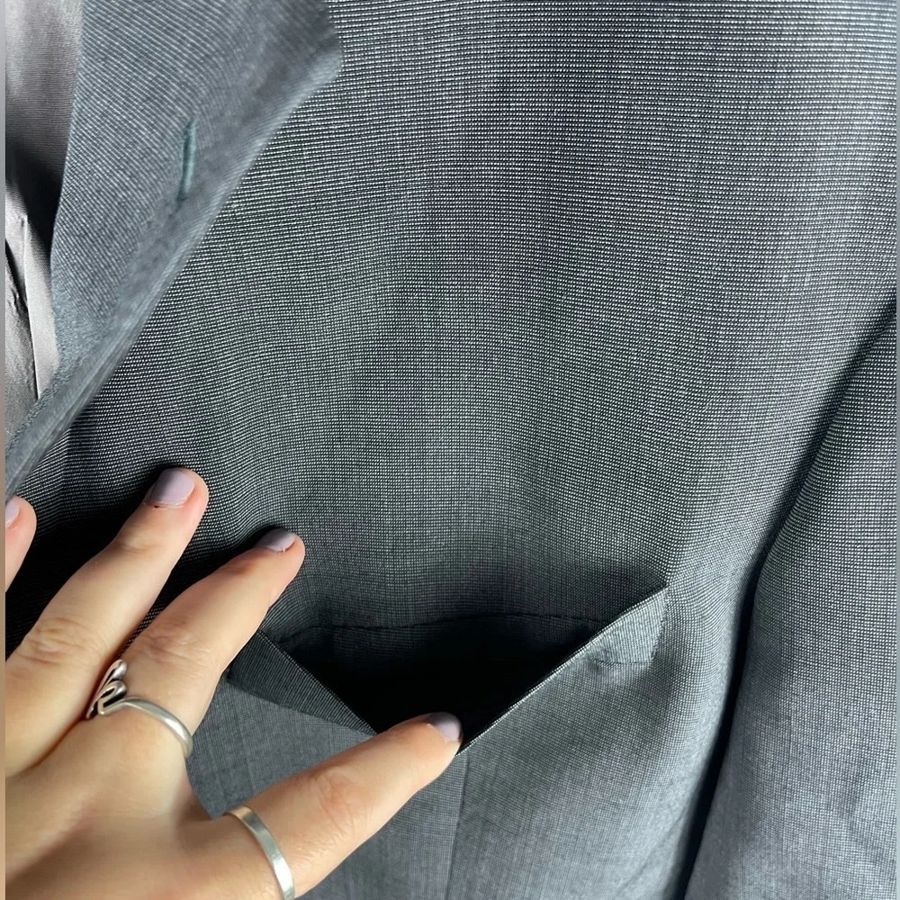 BOSS HUGO BOSS Saks Fifth Avenue Virgin Wool Men’s Blazer Suit Jacket Grey Lined - Picture 4 of 12